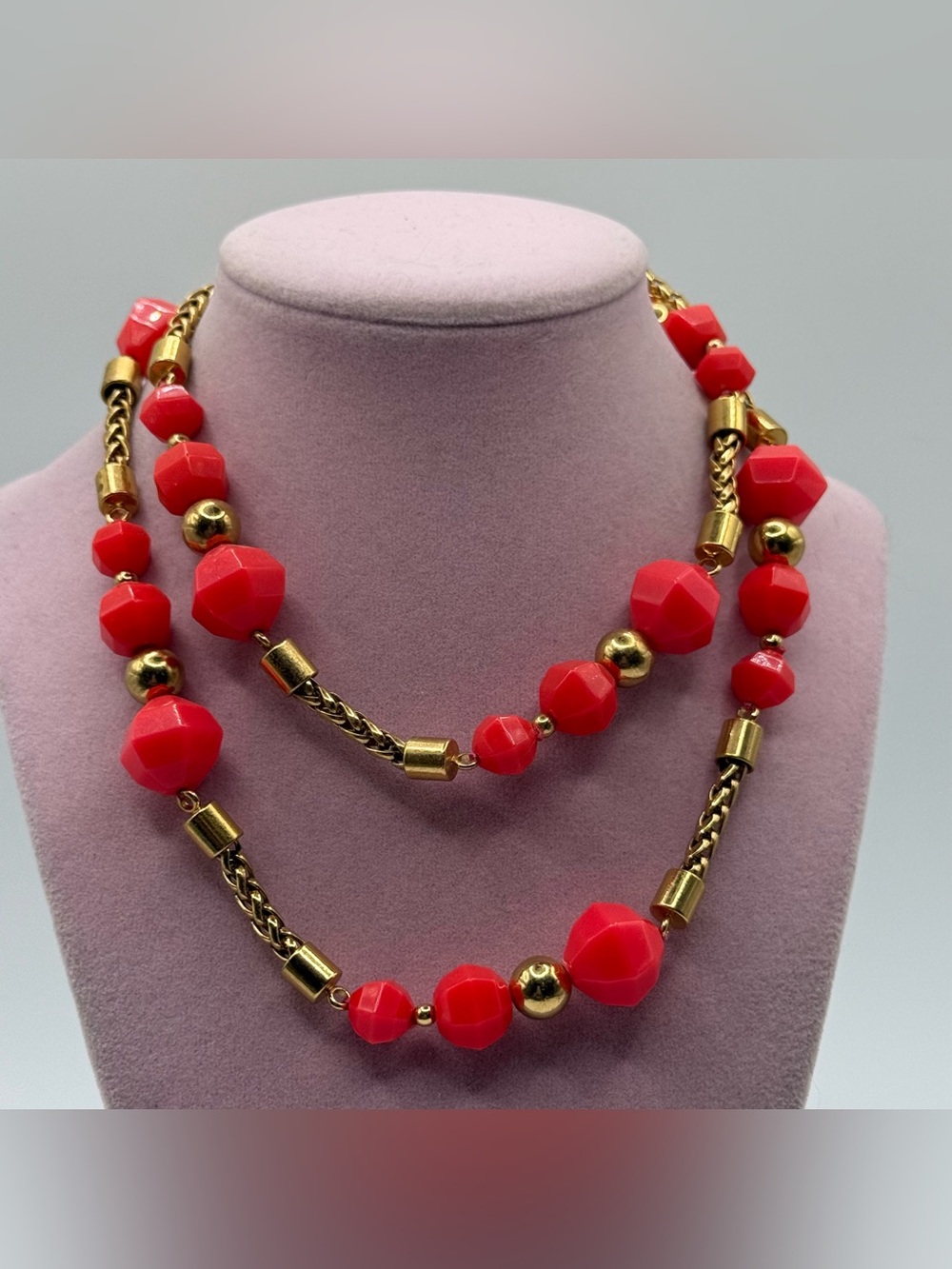 Kate Spade New York Faceted Coral and Gold Bead Necklace 30"